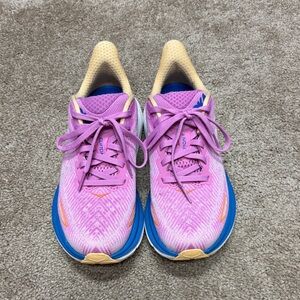 Hoka Pink and Blue Athletic Shoes